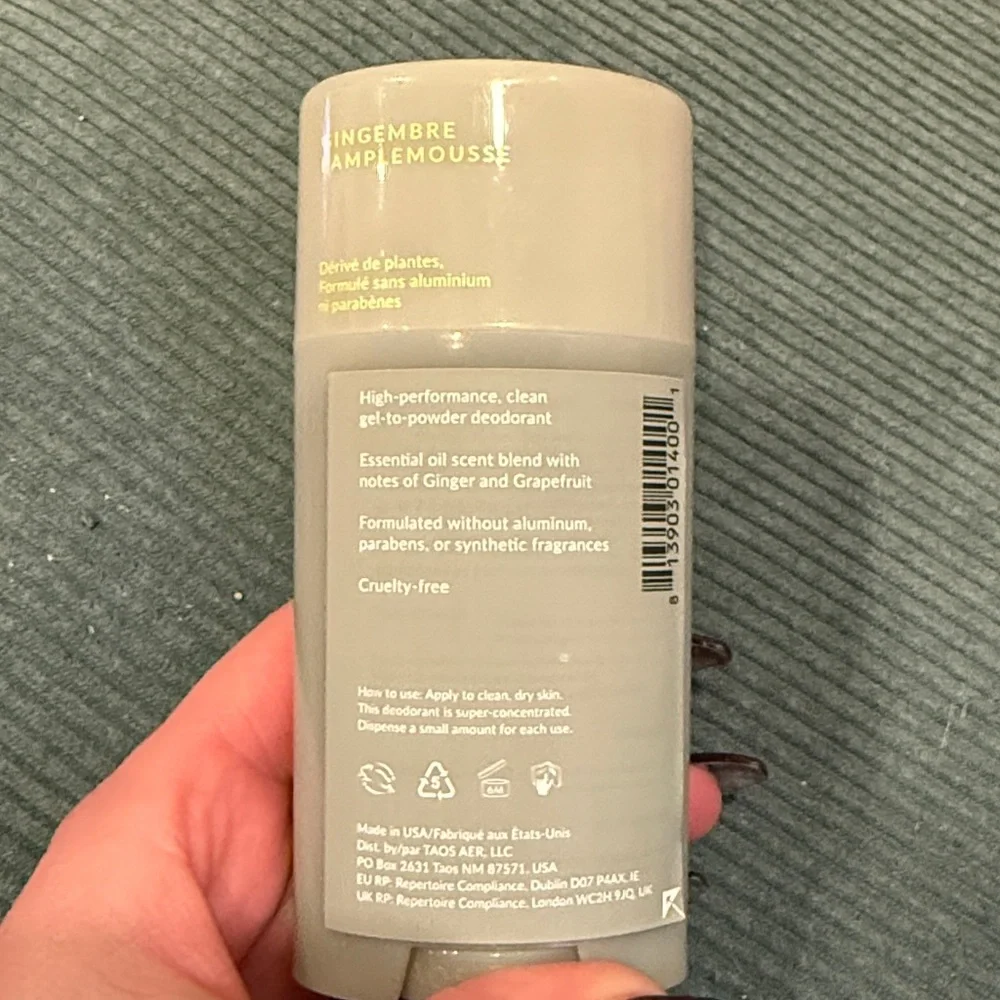 AER by TAOS Organic Ginger Grapefruit Next level Deodorant natural NEW full size
